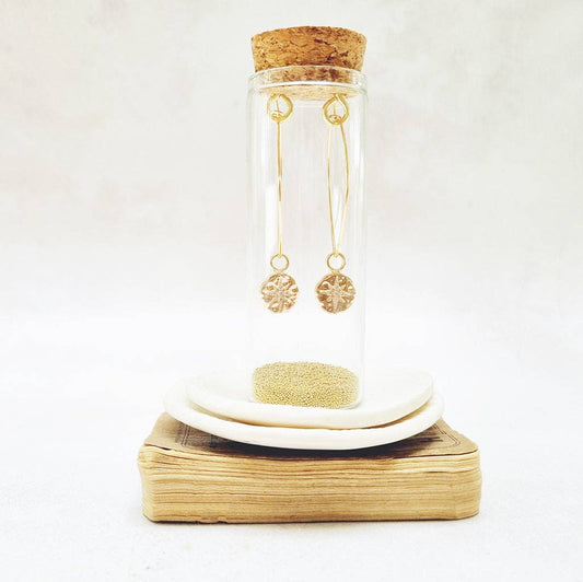 Gold Plated North Star Oval Hoop Earrings in a Bottle