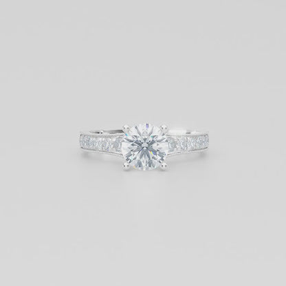 18ct Rose Gold Four Claw Diamond Ring With Milgrain And Diamond Shoulders