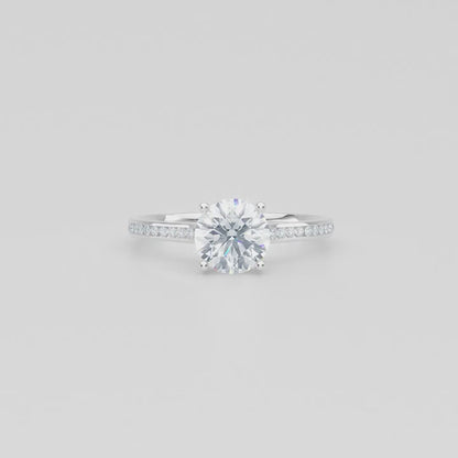 18ct Rose Gold Diamond Ring With Channel Set Diamond Shoulders