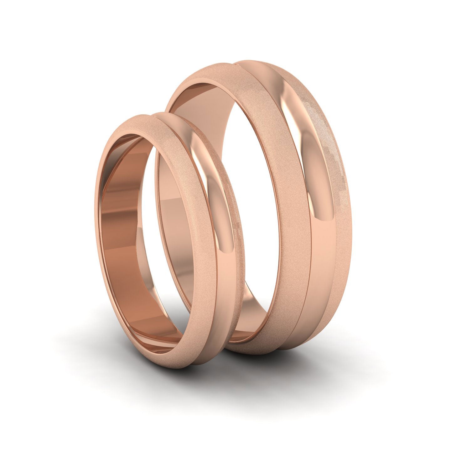 Bullnose Groove Pattern 18ct Rose Gold 6mm Wedding Ring