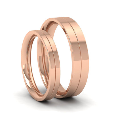 18ct Rose Gold 5mm Wedding Ring With Line G