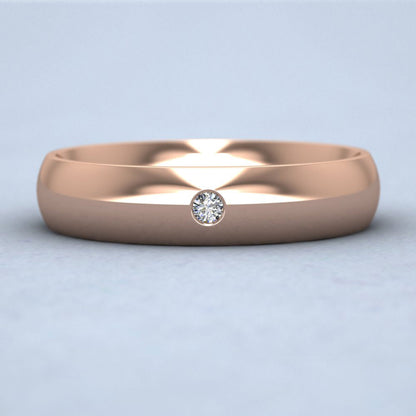 Single Flush Diamond Set 9ct Rose Gold 5mm Wedding Ring Down View