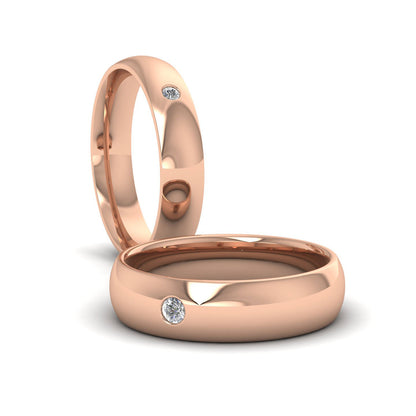 Single Flush Diamond Set 9ct Rose Gold 5mm Wedding Ring