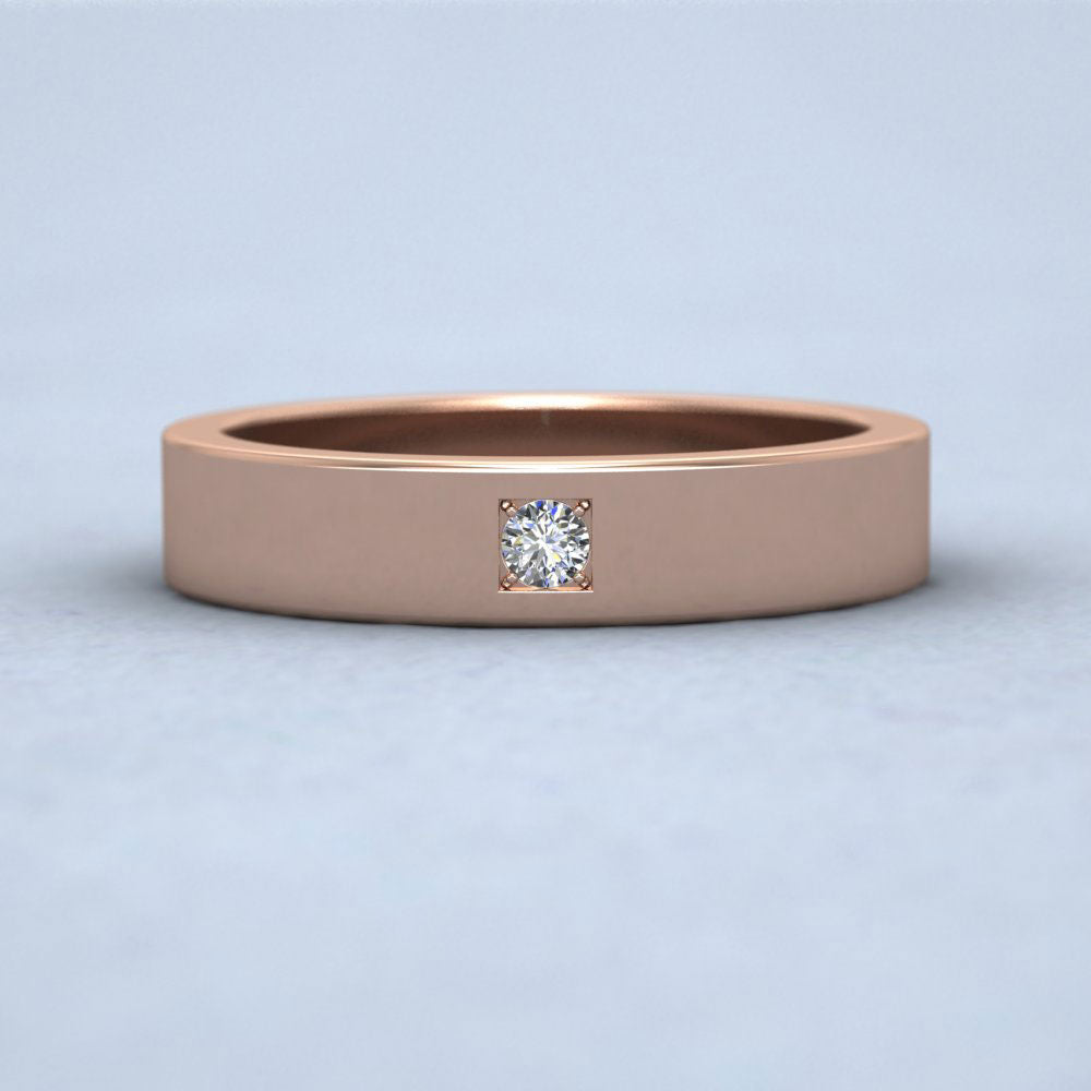 Single Diamond With Square Setting 18ct Rose Gold 4mm Wedding Ring