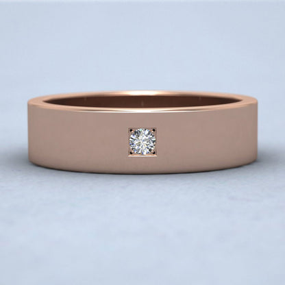 Single Diamond With Square Setting 9ct Rose Gold 6mm Wedding Ring Down View