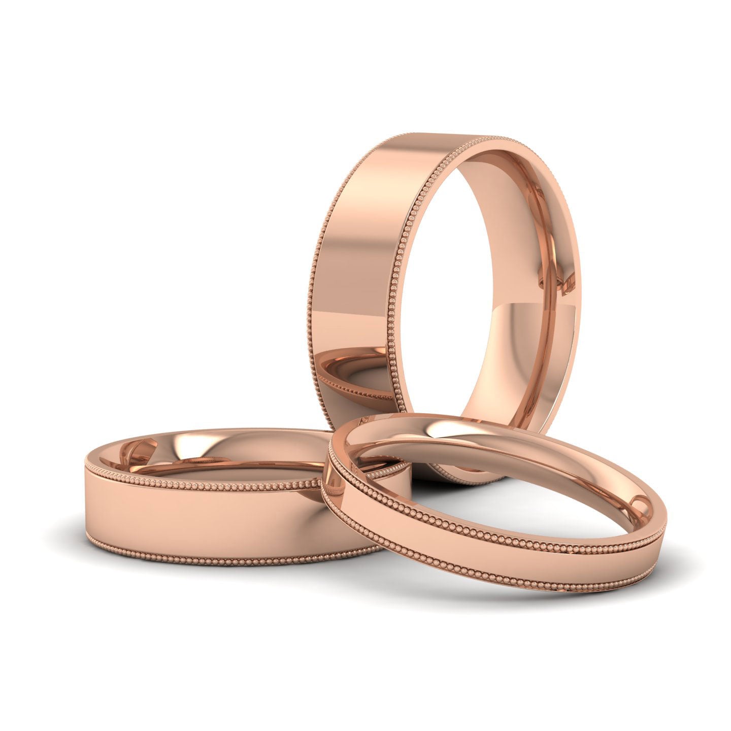 Millgrain Edge 18ct Rose Gold 5mm Flat Comfort Fit Wedding Ring L