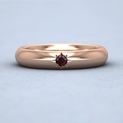 Ruby Star Set 9ct Rose Gold 4mm Wedding Ring Down View