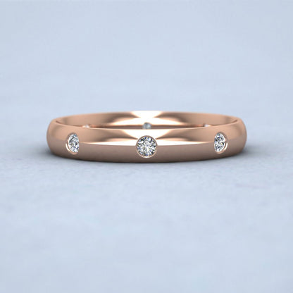 Eight Diamond Set 9ct Rose Gold 3mm Wedding Ring Down View