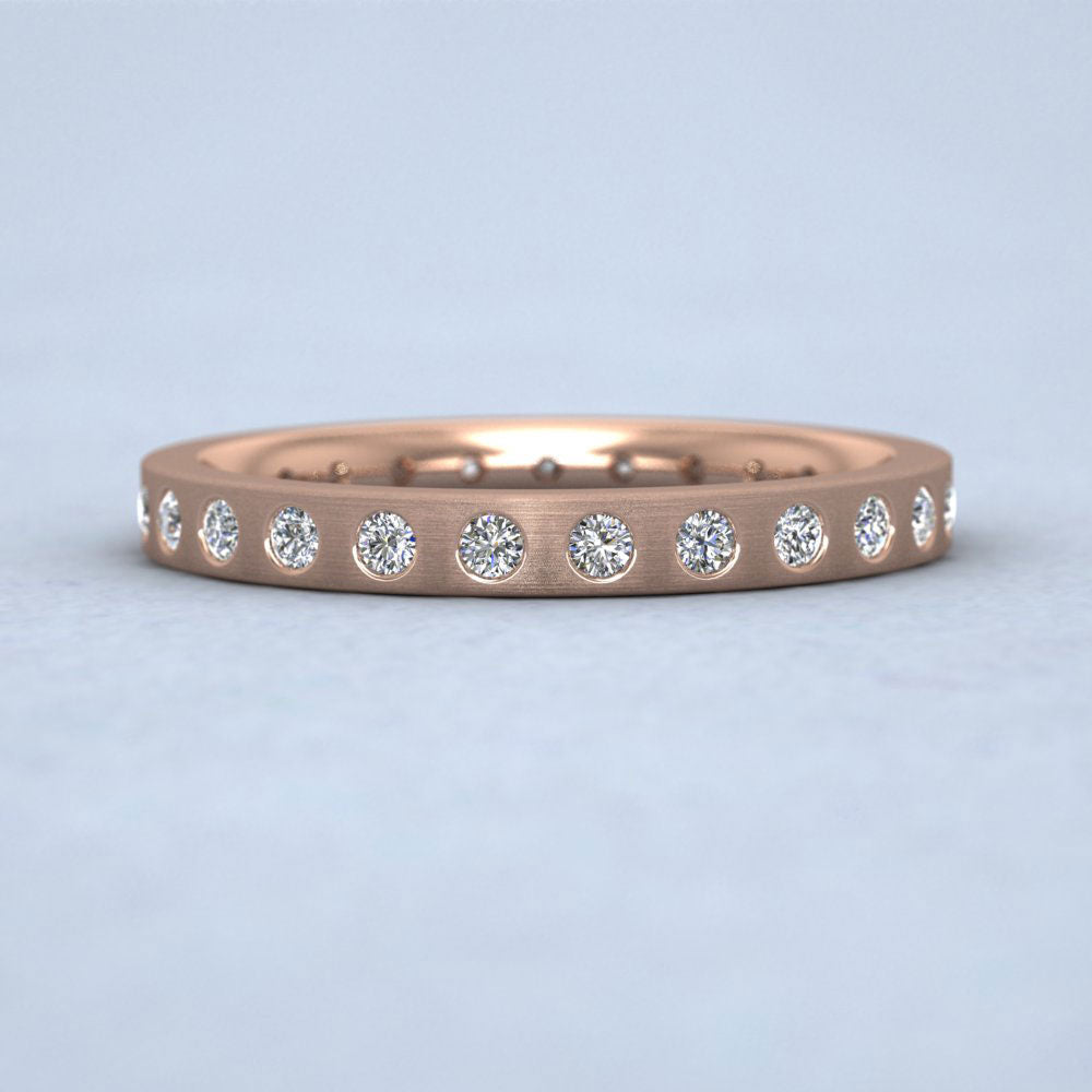 Full Diamond Set 18ct Rose Gold 2.5mm Wedding Ring With 25 Diamonds Down View