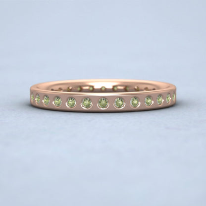 Full Green Sapphire Set 9ct Rose Gold 2.5mm Wedding Ring Down View