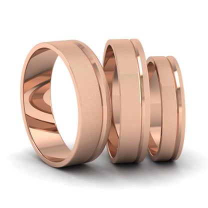 Asymmetric Line Pattern 18ct Rose Gold 4mm Flat Wedding Ring