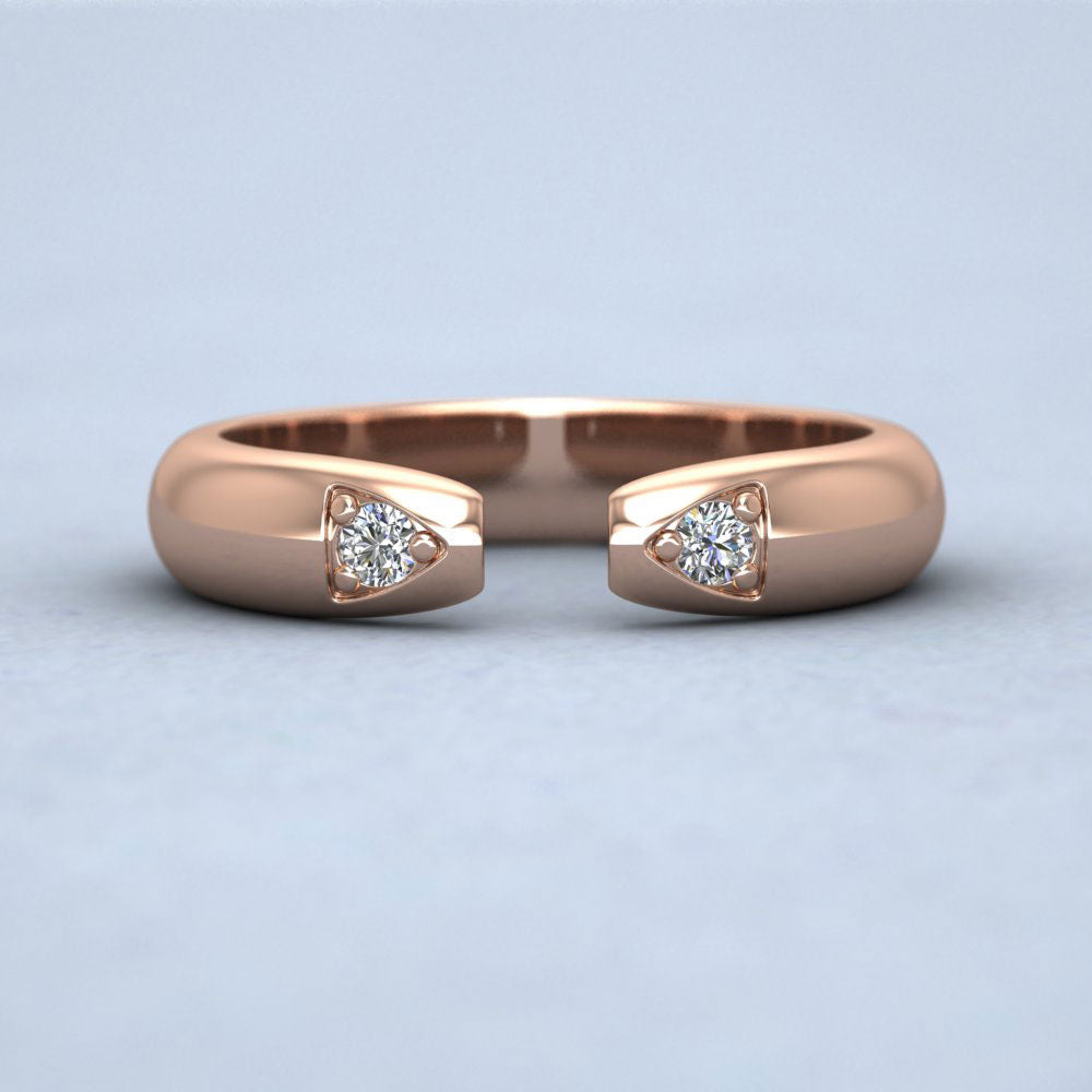 Split Two Diamond Set 18ct Rose Gold 4mm Wedding Ring