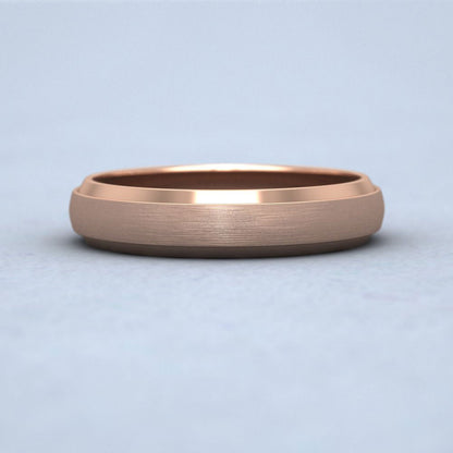 Flat Edge Patterned And Matt Finish 9ct Rose Gold 4mm Wedding Ring