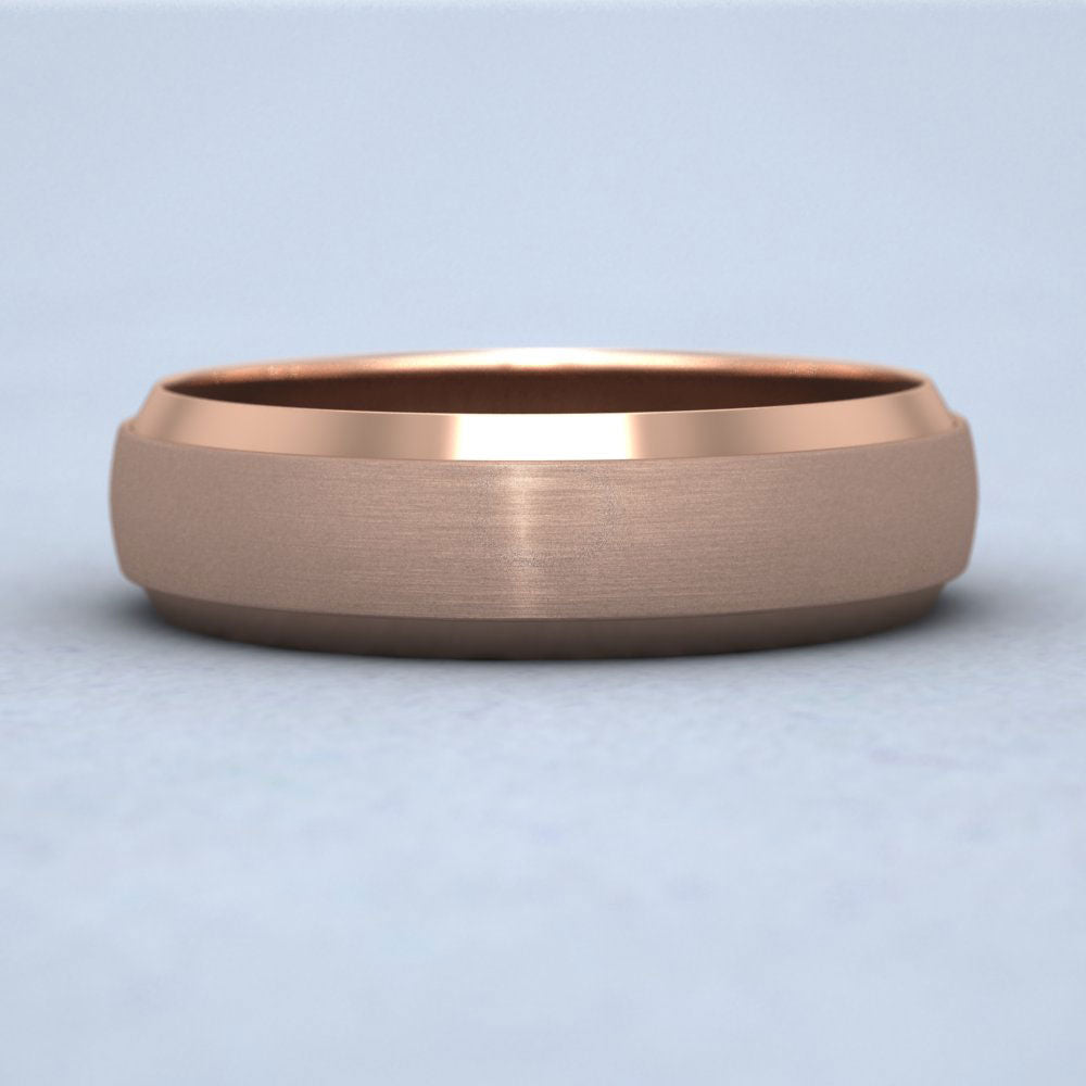 Flat Edge Patterned And Matt Finish 18ct Rose Gold 6mm Wedding Ring