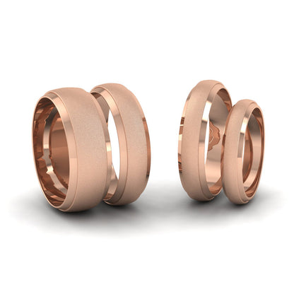 Flat Edge Patterned And Matt Finish 9ct Rose Gold 4mm Wedding Ring