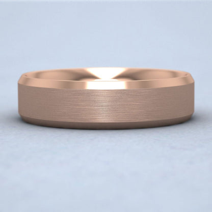 Bevelled Edge And Matt Finish Centre Flat 9ct Rose Gold 6mm Wedding Ring