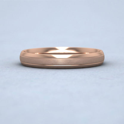 Line Shiny And Matt Finish 9ct Rose Gold 3mm Wedding Ring