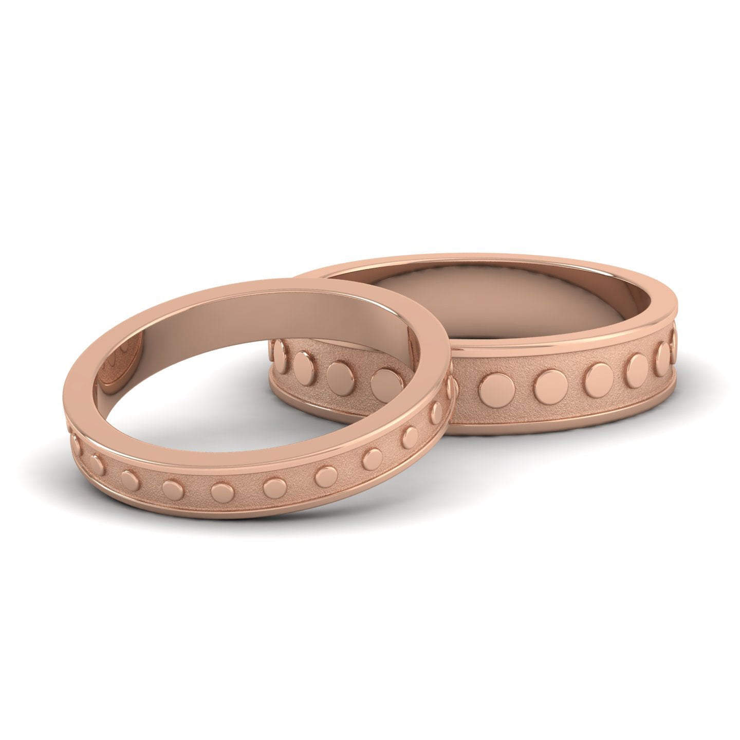 Raised Circle And Edge Patterned 18ct Rose Gold 5mm Wedding Ring
