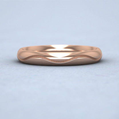 Wave Patterned 9ct Rose Gold 3mm Wedding Ring