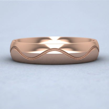 Wave Patterned 9ct Rose Gold 5mm Wedding Ring