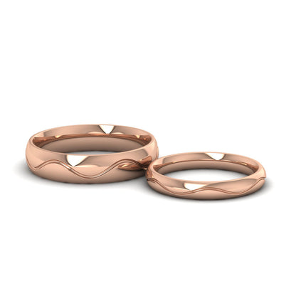 Wave Patterned 9ct Rose Gold 3mm Wedding Ring