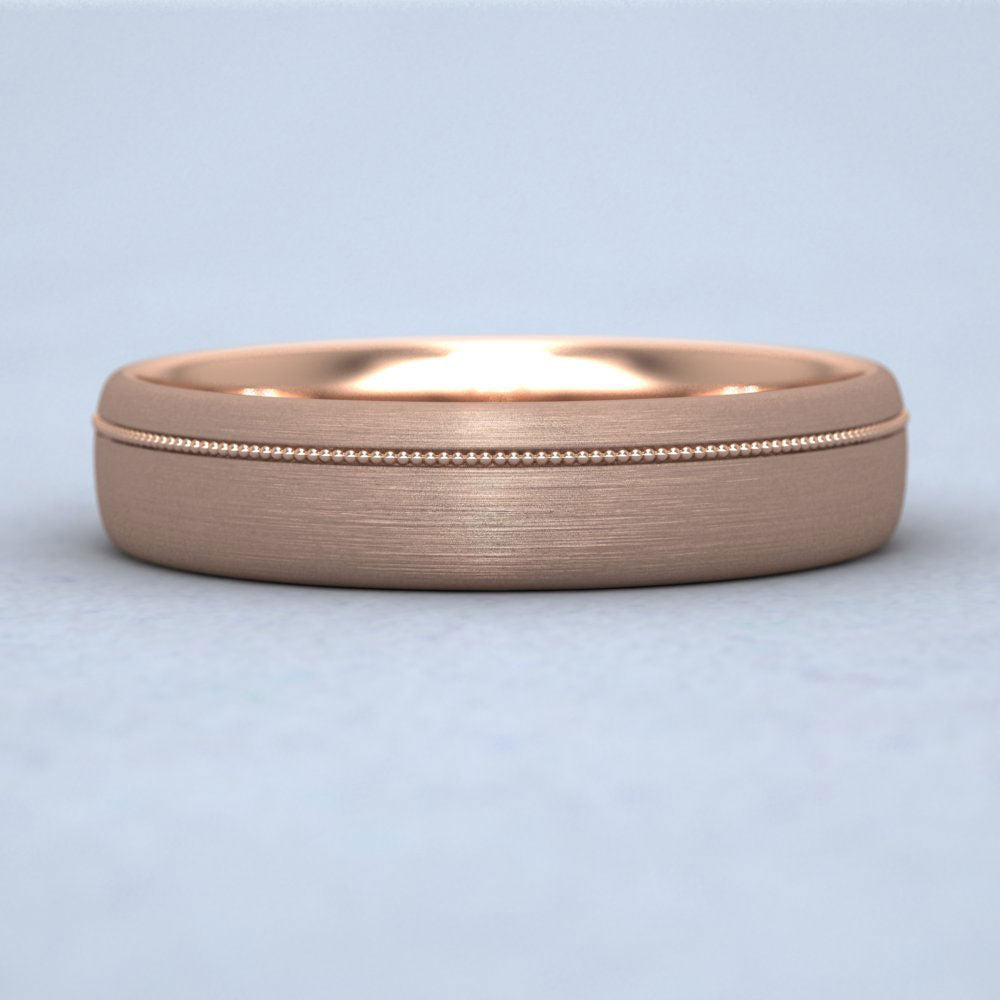 Asymmetric Millgrain 9ct Rose Gold 5mm Wedding Ring L