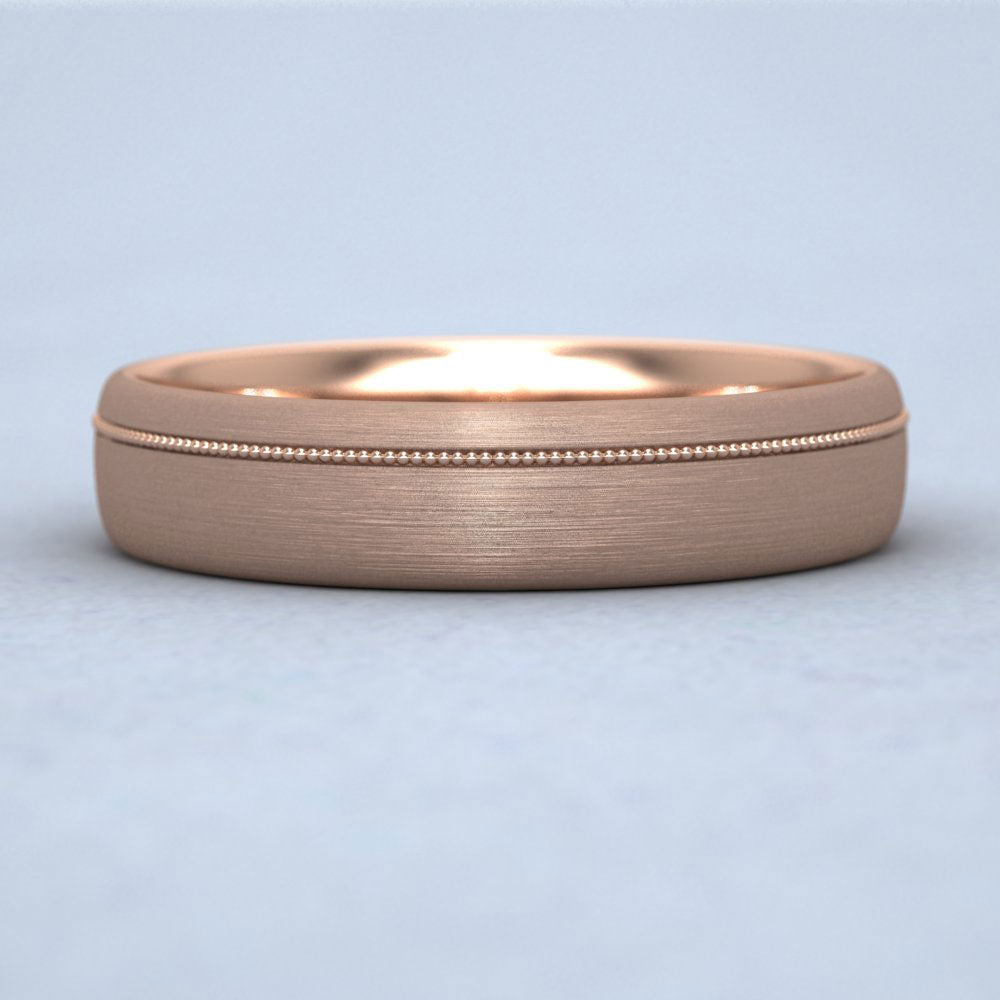 Asymmetric Millgrain 9ct Rose Gold 5mm Wedding Ring G