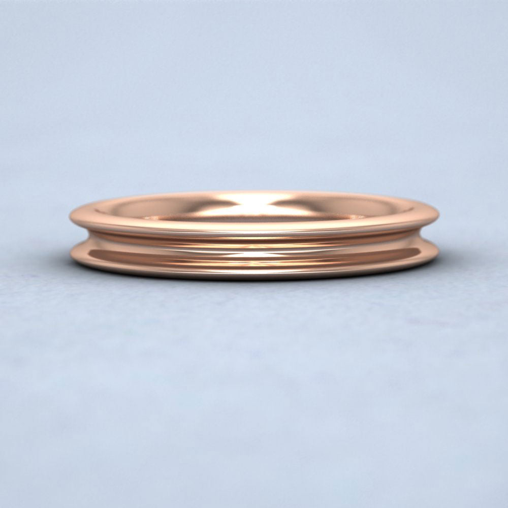 Heavy Concave 9ct Rose Gold 3mm Wedding Ring Down View