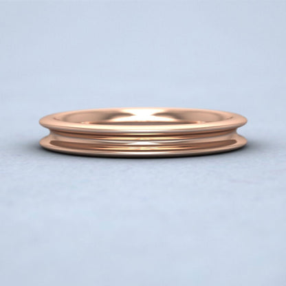 Heavy Concave 9ct Rose Gold 3mm Wedding Ring Down View