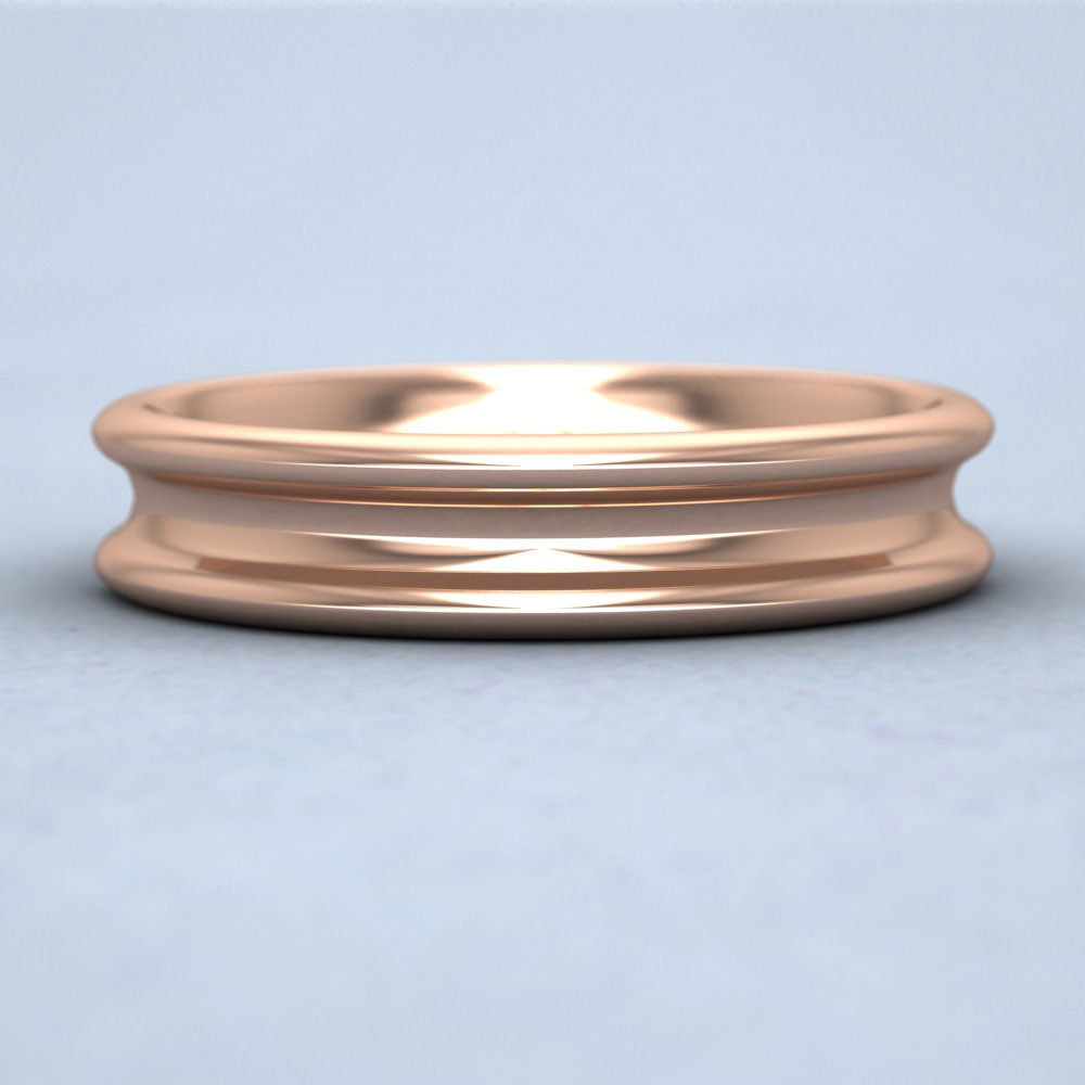 Heavy Concave 18ct Rose Gold 5mm Wedding Ring Down View