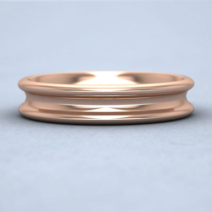 Heavy Concave 18ct Rose Gold 5mm Wedding Ring Down View
