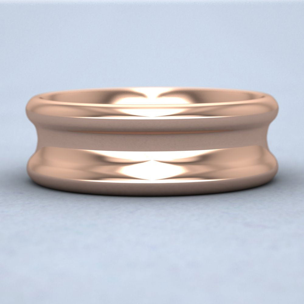 Heavy Concave 9ct Rose Gold 8mm Wedding Ring Down View