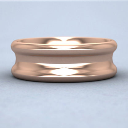 Heavy Concave 18ct Rose Gold 8mm Wedding Ring Down View