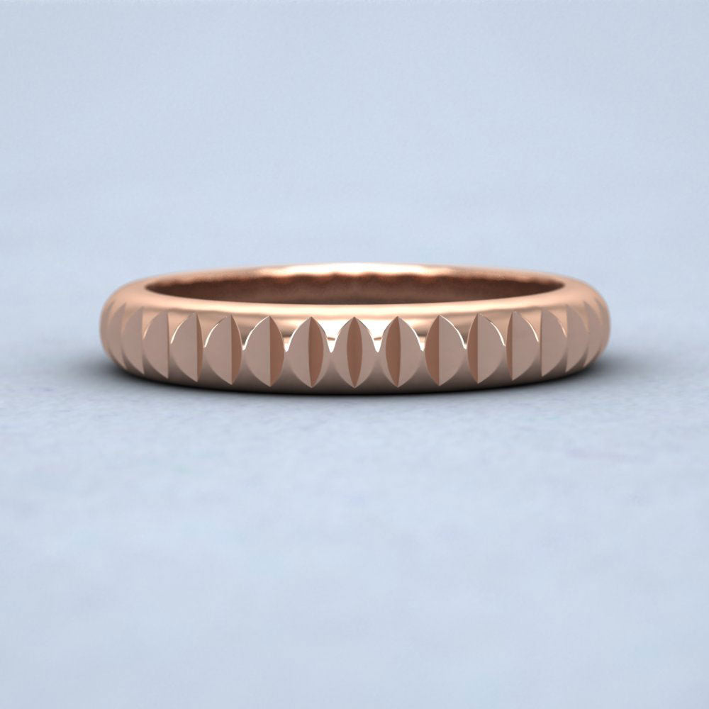 Cut Leaf Across Pattern 18ct Rose Gold 3mm Wedding Ring