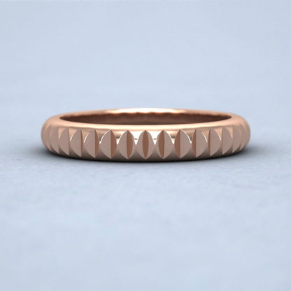 Cut Leaf Across Pattern 9ct Rose Gold 3mm Wedding Ring