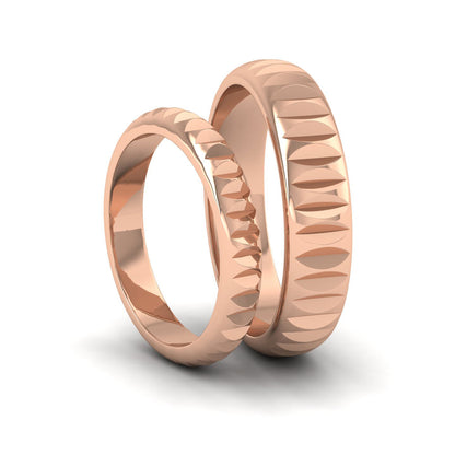 Cut Leaf Across Pattern 9ct Rose Gold 3mm Wedding Ring