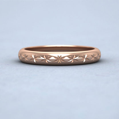 Centre Star Pattern 9ct Rose Gold 2mm Wedding Ring