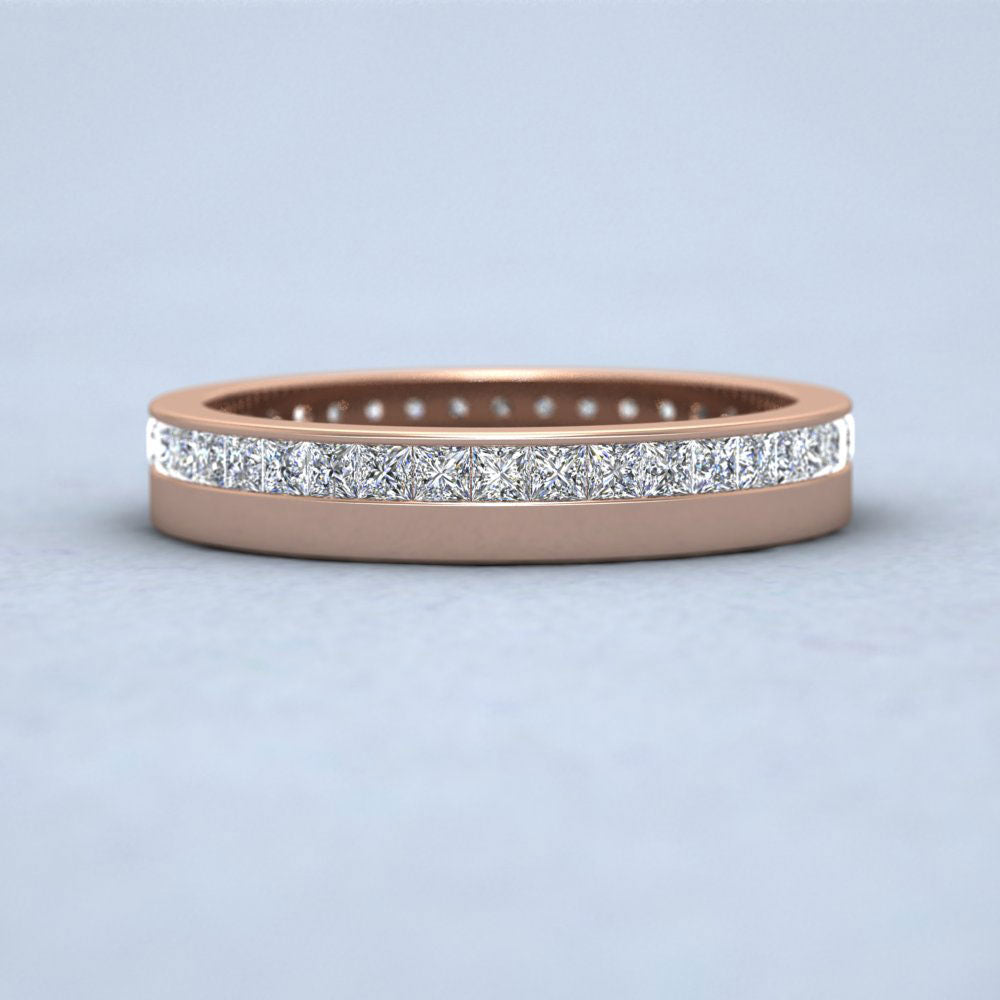 Full Channel Set Princess Cut Diamond 18ct Rose Gold 3.5mm Wedding Ring