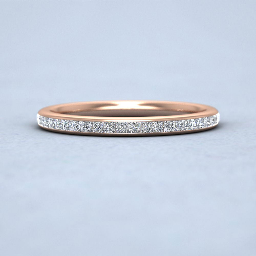 Princess Cut Diamond 0.25ct Half Channel Set Wedding Ring In 9ct Rose Gold 2mm Wide