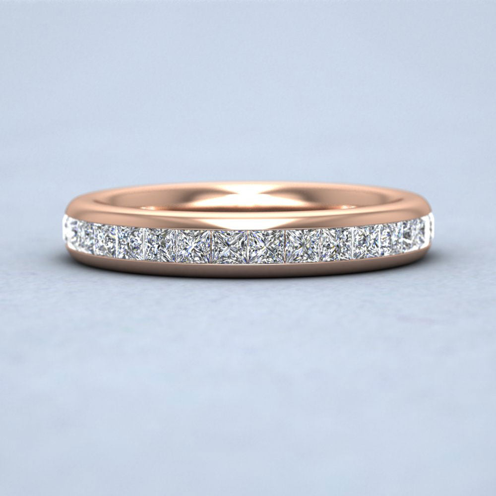Princess Cut Diamond 0.75ct Half Channel Set Wedding Ring In 9ct Rose Gold 3.5mm Wide