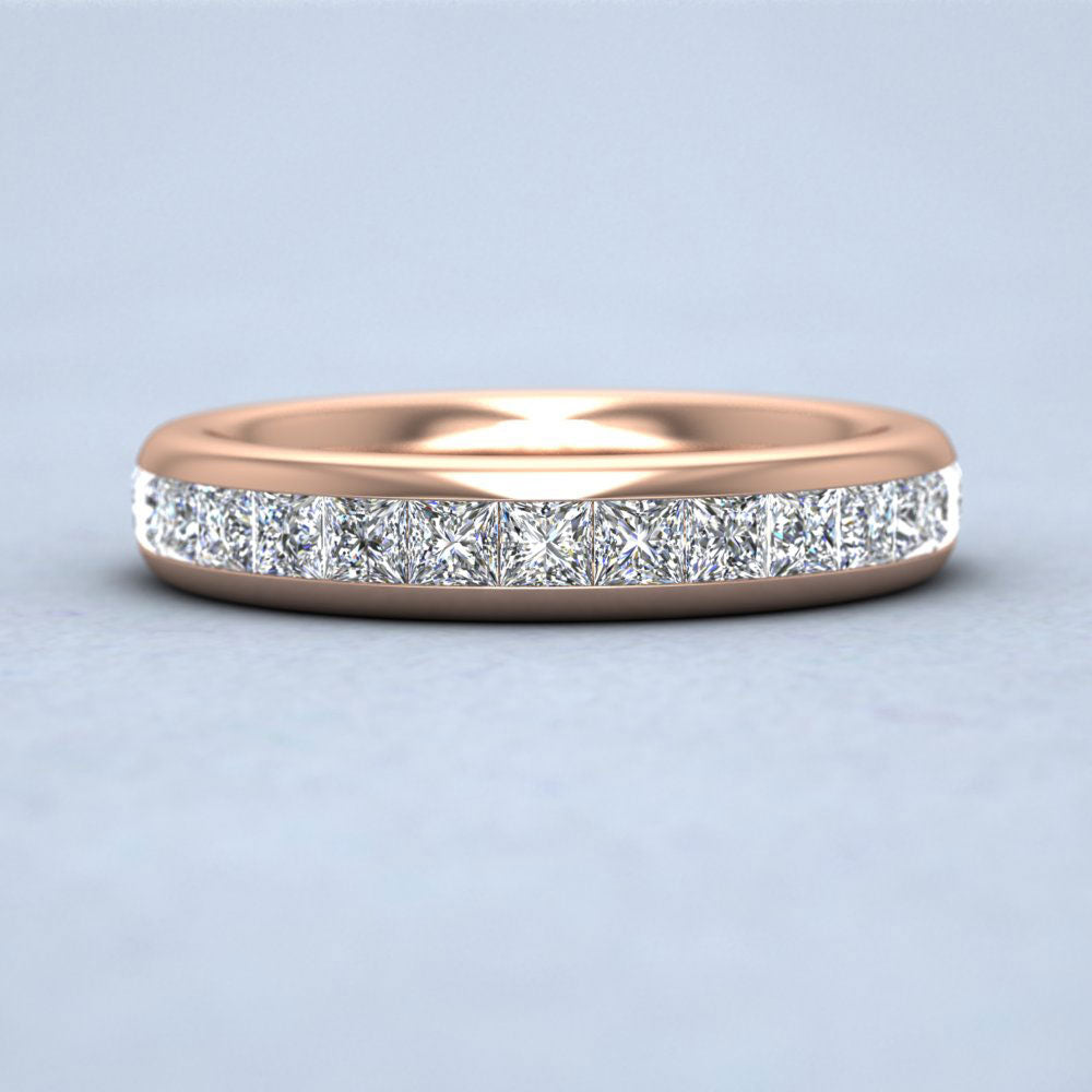 Princess Cut Diamond 1.05ct Half Channel Set Wedding Ring In 9ct Rose Gold 4mm Wide