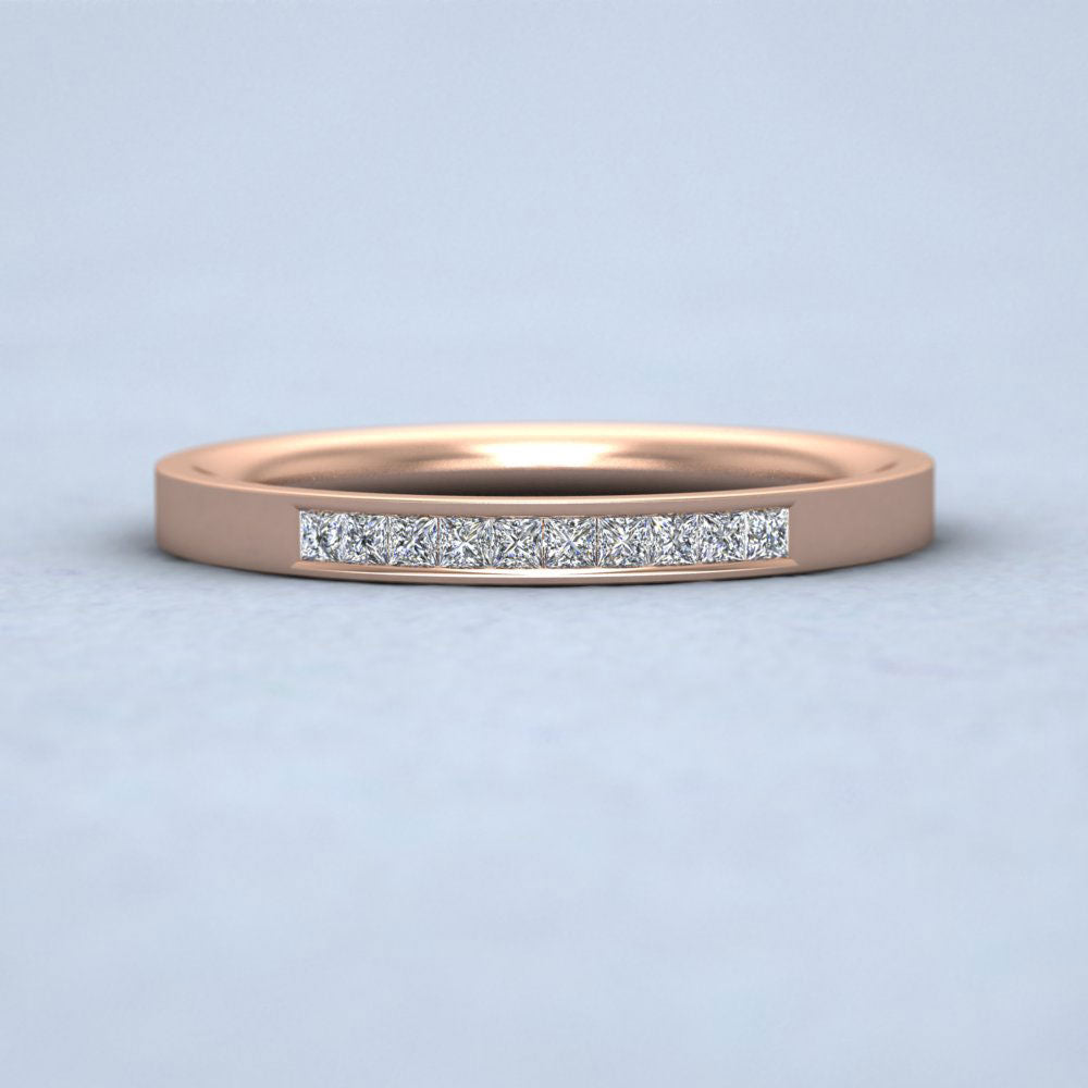 Princess Cut 10 Diamond 0.15ct Channel Set Ring In 9ct Rose Gold. 2mm Wide