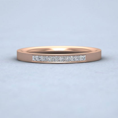 Princess Cut 10 Diamond 0.15ct Channel Set Ring In 9ct Rose Gold. 2mm Wide