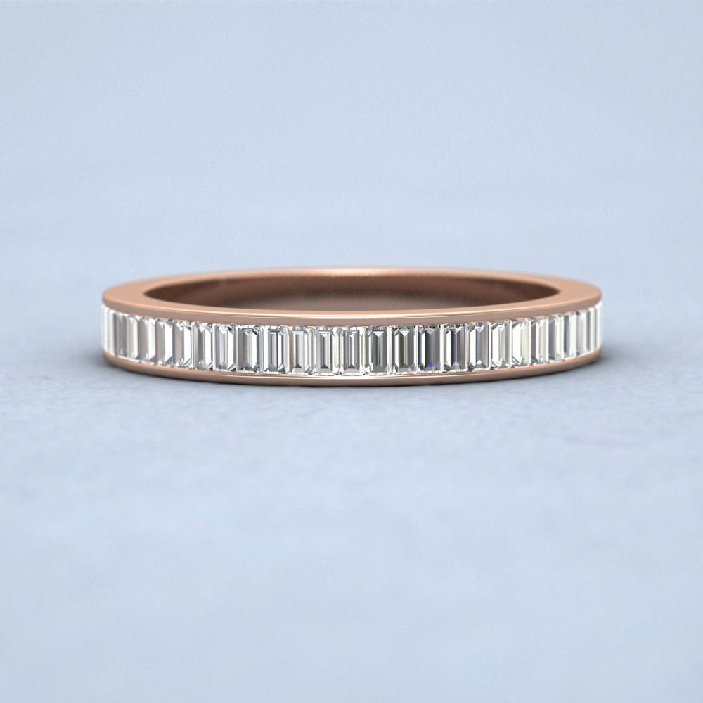 Half Set Baguette Channel Set Diamond (0.6ct) Ring In 18ct Rose Gold. 2.75mm Wide