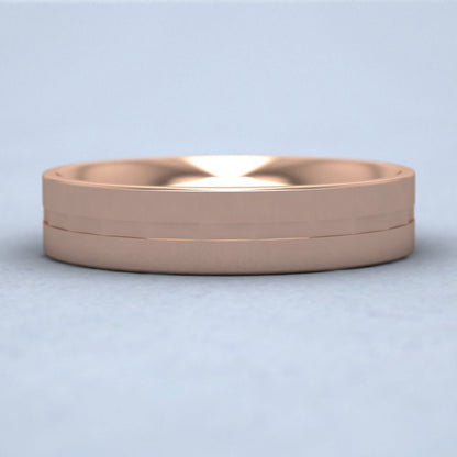 Flat Facetted Groove 9ct Rose Gold 5mm Wedding Ring