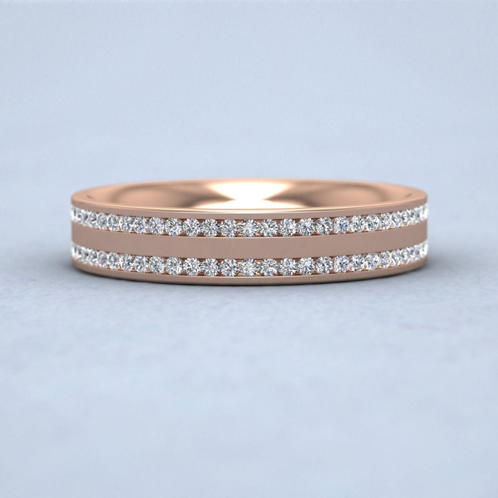 Two Row Full Channel 0.5ct Diamond Set 9ct Rose Gold 4mm Ring