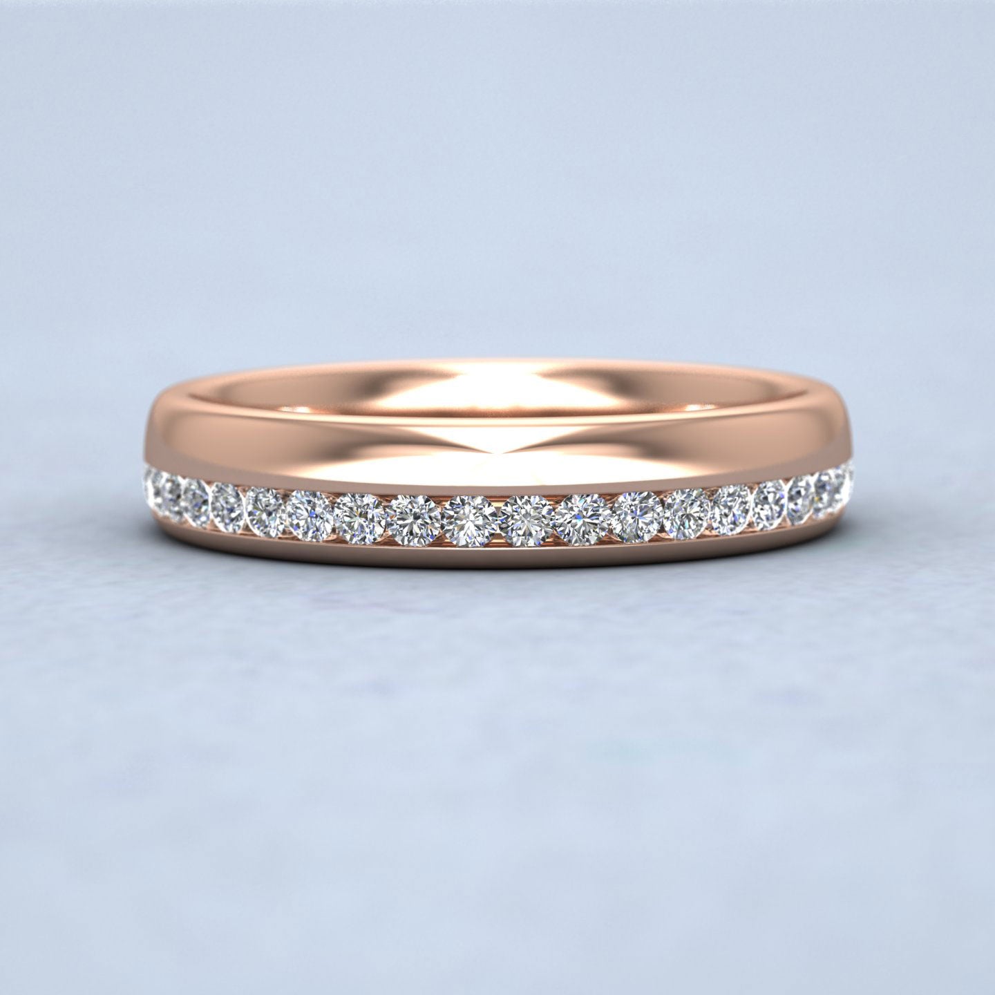 Asymmetric Full Channel Set Diamond 18ct Rose Gold 4mm Ring