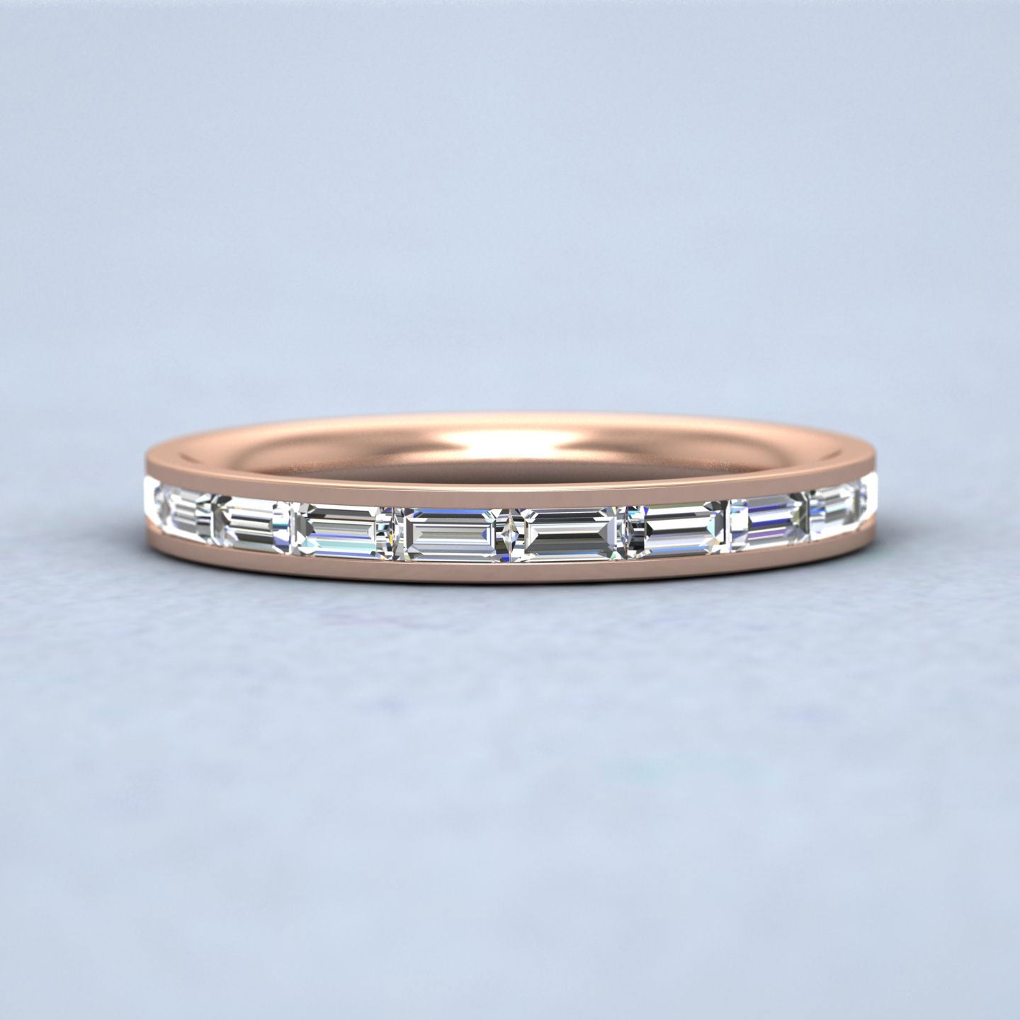 Channel Set Baguette Diamond 9ct Rose Gold 2.5mm Ring