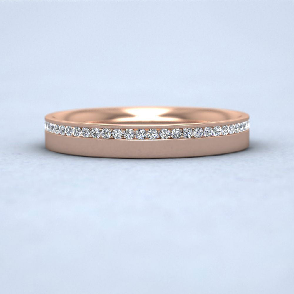 Asymmetric Half Channel Set Diamond 18ct Rose Gold 3mm Ring