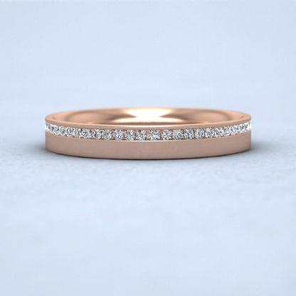 Asymmetric Half Channel Set Diamond 9ct Rose Gold 3mm Ring